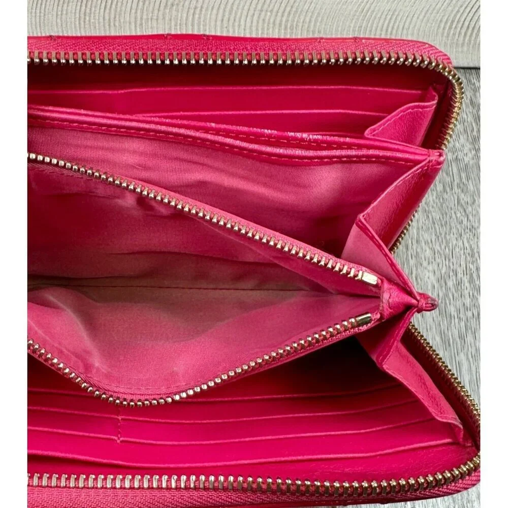 Lady Dior Passion Pink Patent Cannage Calfskin Continental Zip Around Wallet